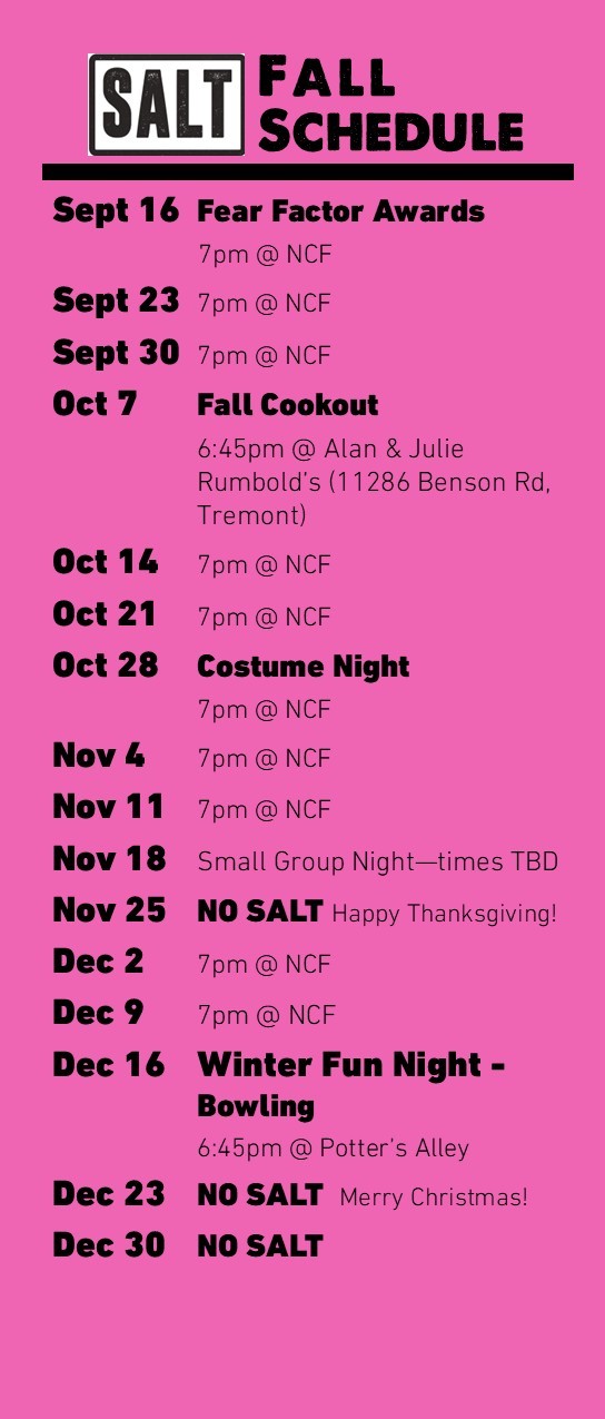 Schedule Fall 2026